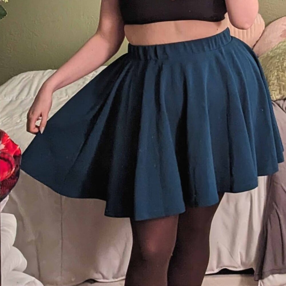 UrbanCoco Dark Emerald Green Skater Skirt, 2XL